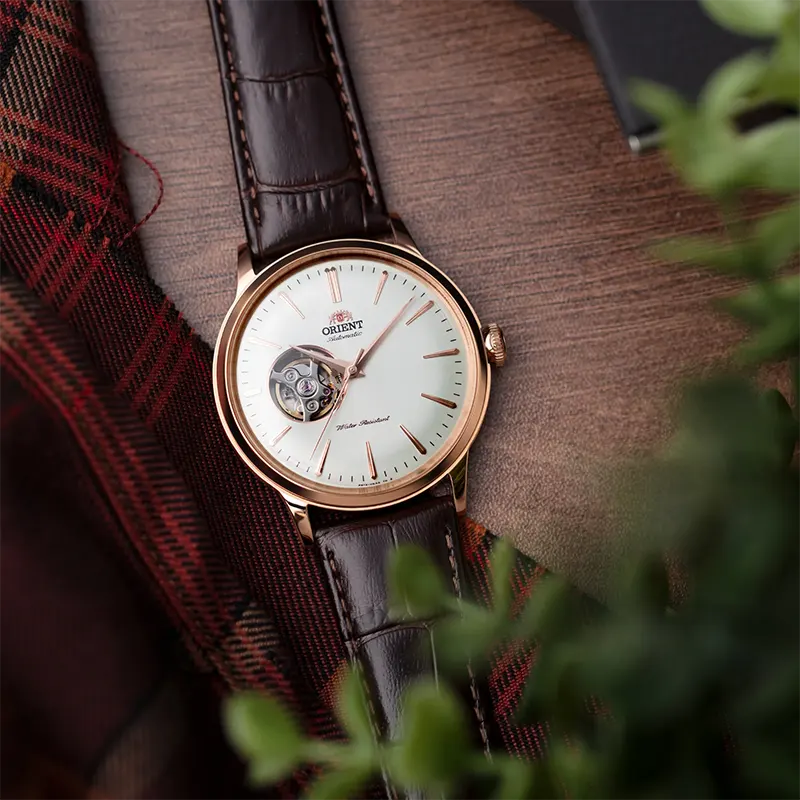 Orient Open Heart White Dial Rose Gold-tone Men's Watch- RA-AG0001S